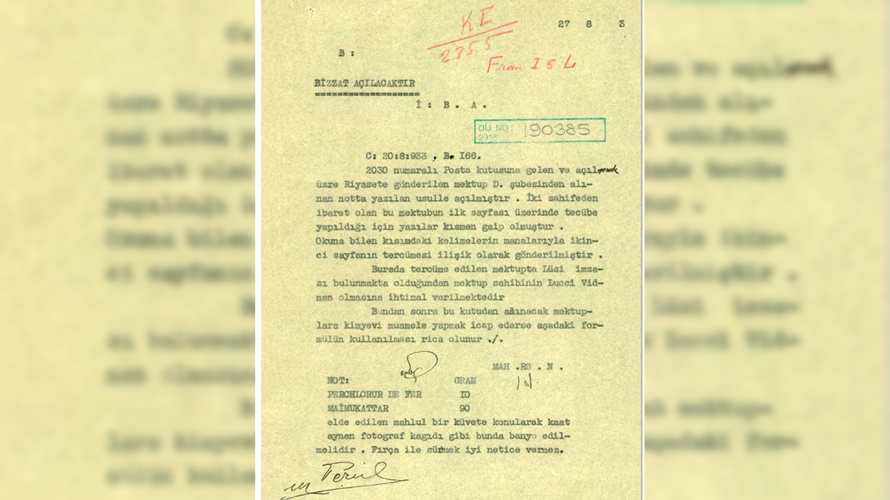 MİT tarihi belgeyi yayımladı. İşte 91 yıl önceki "gizli mektup açma" formülü